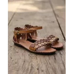 Sandália Rasteira em Couro Whisky Conhaque