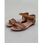 Sandália Rasteira em Couro Whisky Conhaque