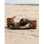 Sandália Rasteira em Couro Whisky Conhaque