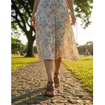 Sandália Rasteira em Couro Whisky Laranja Azul