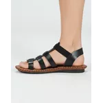 Sandália Rasteira em Couro Preto