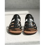 Sandália Rasteira em Couro Preto