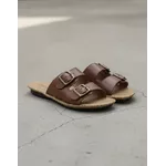 Sandália Birken em Couro Conhaque