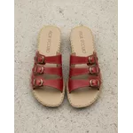 Sandália Birken em Couro Vermelho