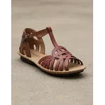 Sandália Rasteira em Couro Goiaba Conhaque