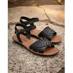 Sandália Rasteira em Couro Preto