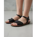 Sandália Rasteira em Couro Preto