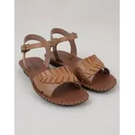 Sandália Rasteira em Couro Taupe Laranja