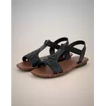 Sandália Rasteira em Couro Preto