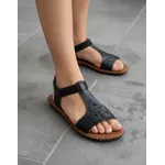 Sandália Rasteira em Couro Preto