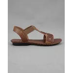 Sandália Rasteira em Couro Whisky Conhaque