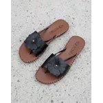 Sandália Rasteira em Couro Preto