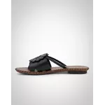 Sandália Rasteira em Couro Preto