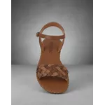 Sandália Rasteira em Couro Conhaque Café