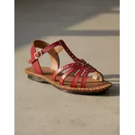 Sandália Rasteira em Couro Vermelho