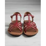 Sandália Rasteira em Couro Vermelho