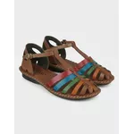 Sandália Rasteira em Couro Whisky Color