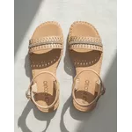 Sandália Rasteira em Couro Nude 