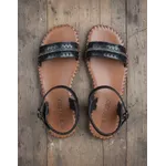 Sandália Rasteira em Couro Preto