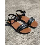 Sandália Rasteira em Couro Preto