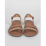 Sandália Rasteira em Couro Whisky Conhaque