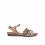 Sandália Rasteira em Couro Whisky Conhaque