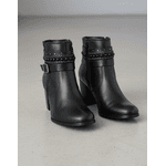 Bota Feminina Cano Curto Couro Legítimo Preto Salto Bloco