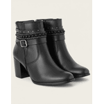 Bota Feminina Cano Curto Couro Legítimo Preto Salto Bloco