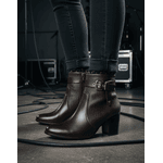 Bota Feminina Cano Curto Couro Legítimo Cafe Salto Bloco