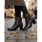 Bota Feminina Cano Curto Couro Legítimo Cafe Salto Bloco