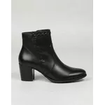 Bota Feminina Cano Curto Couro Legítimo Preto Salto Bloco