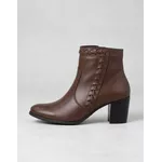 Bota Feminina Cano Curto Couro Legítimo Tamarindo Salto Bloco