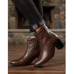 Bota Feminina Cano Curto Couro Legítimo Tamarindo Salto Bloco