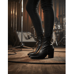 Bota Feminina Cano Curto Couro legítimo Preto Salto Bloco