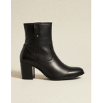 Bota Feminina Cano Curto Couro legítimo Preto Salto Bloco