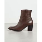 Bota Feminina Cano Curto Couro Legítimo Tamarindo Salto Bloco