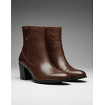 Bota Feminina Cano Curto Couro Legítimo Tamarindo Salto Bloco