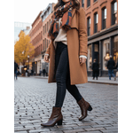 Bota Feminina Cano Curto Couro Legítimo Tamarindo Salto Bloco