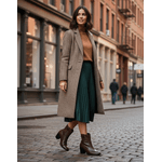 Bota Feminina Cano Curto Couro Legítimo Tamarindo Salto Bloco