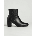 Bota Feminina Cano Curto Couro Legítimo Preto Salto Bloco