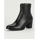 Bota Feminina Cano Curto Couro Legítimo Preto Salto Bloco