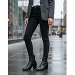 Bota Feminina Cano Curto Couro Legítimo Preto Salto Bloco