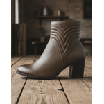 Bota Feminina Cano Curto Couro Legítimo Tamarindo Salto Bloco