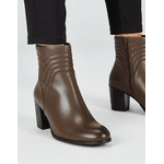 Bota Feminina Cano Curto Couro Legítimo Tamarindo Salto Bloco