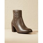 Bota Feminina Cano Curto Couro Legítimo Tamarindo Salto Bloco