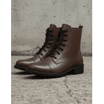 Bota Feminina Coturno Cano Curto Couro Legítimo Café 