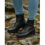 Bota Feminina Coturno Cano Curto Couro Legítimo Preto