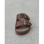 Sandália Papete Birken em Couro conhaque