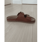 Sandália Papete Birken em Couro conhaque