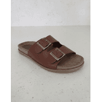 Sandália Papete Birken em Couro conhaque